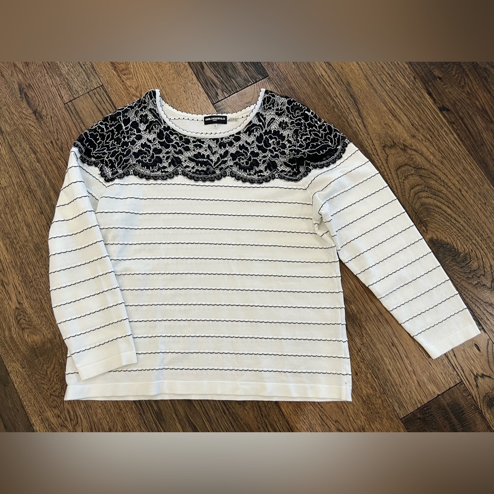 Karl Lagerfeld Black Lace Top